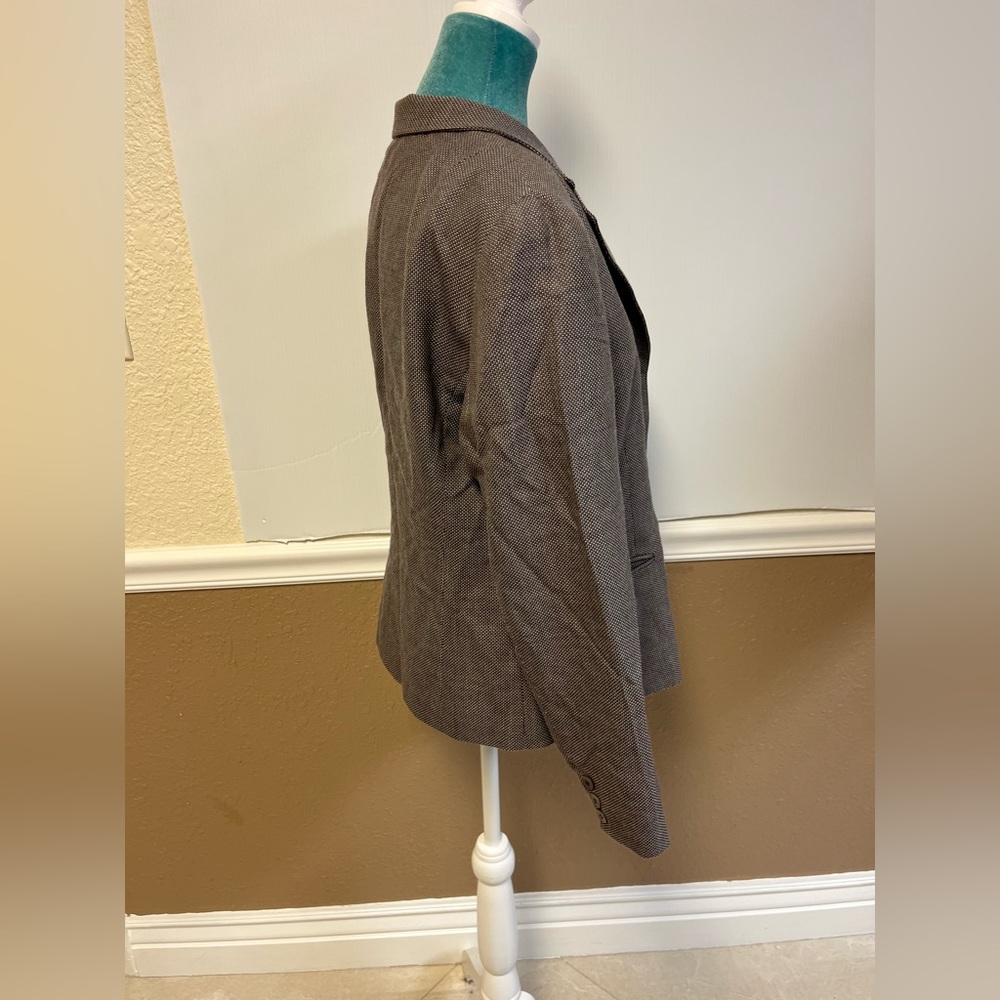 Lafayette 148 New York 100% Wool Blazer Size 12 Brown Tailored Jacket Career - Picture 5 of 10